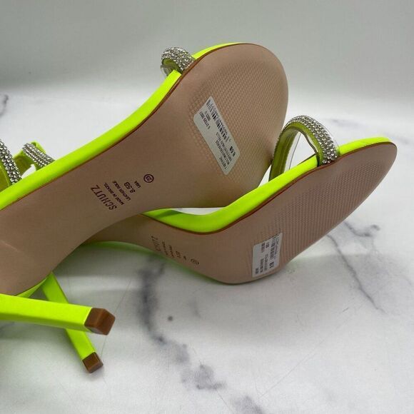 NEW Schutz Shoes Womens 8.5 Fabienne Neon Green Crystal Stiletto Heel Pumps 80's - Picture 8 of 12